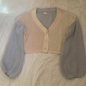 SO Pastel Knit Cardigan with Balloon Sleeves